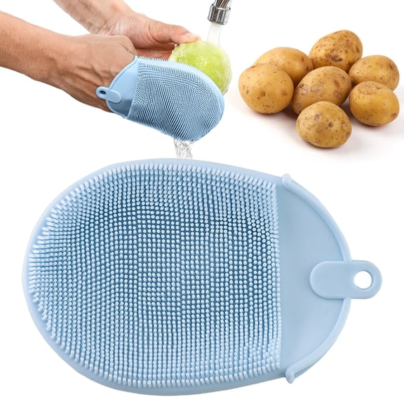 Silicone Scrub Cleaning Sponge, Kitchen Dish Washing Tool – Multipurpose Cleaner for Pots, Pans, Vegetables, Blue