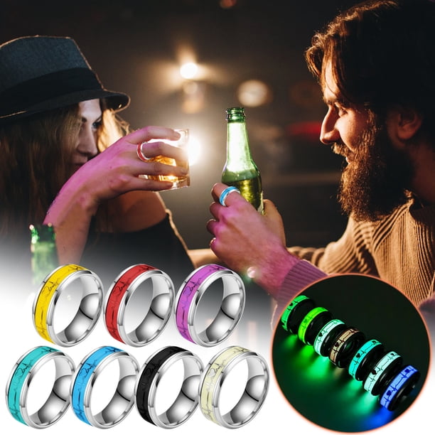 Juego de anillos de acero inoxidable con colgante de cristal navideño - Anillo de hierro de 2 cm de diámetro - 1 juego