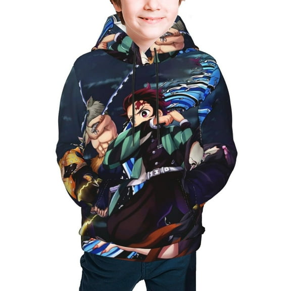 Demon Slayer Kimetsu no Yaiba Kids' Hoodie 3D Print Sweatshirt Soft Pullover Hooded with Big Pockets Fans Gifts for Boys or Girls Small