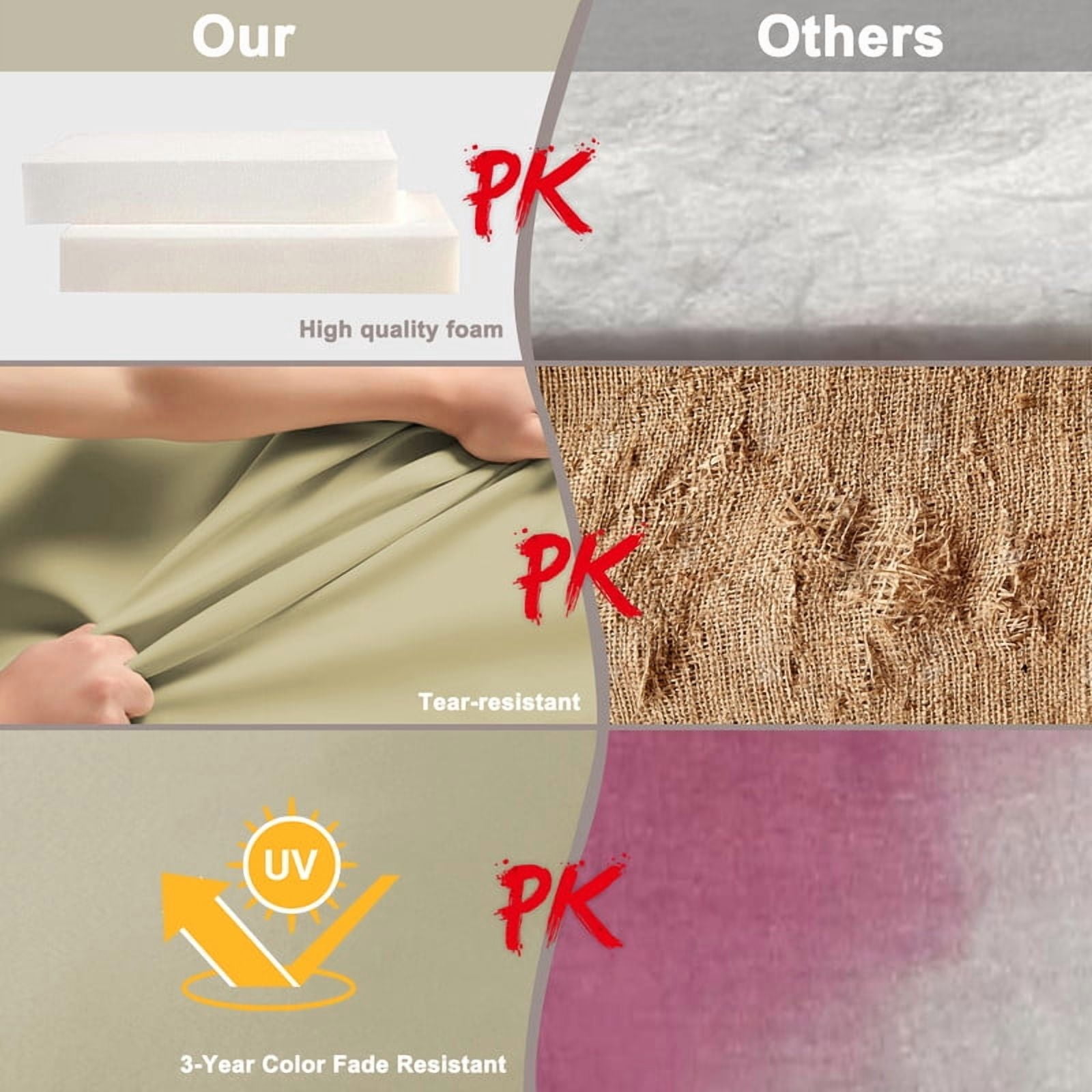 Outdoor Loveseat Cushions Set 48" x 24" Water Repellent & Fadeness Patio Furniture Cushions with Removable Cover and Ties, Patio Love Seat Sofa Cushions for Porch Garden Chair（Beige）