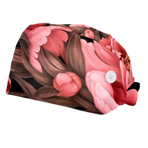 Peony Adjustable Women Working Caps with Buttons One Size Fits All, 2 Packs