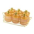 thumbnail image 1 of simhoa Kitchen Spice Jars 6 Grids with Tray Divided Nut Jars for Home Party Kitchen Amber Gold, 1 of 8