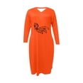 thumbnail image 4 of COSFO Vintage Ethnic Womens Dress Long Sleeve Casual Orange V-Neck Midi Dress A-Line with Pockets Plus Size Dress, 4 of 4
