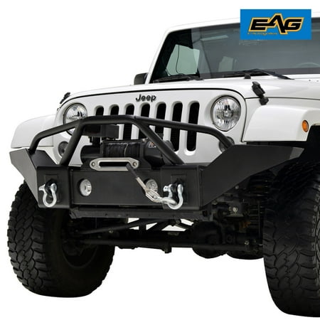 EAG EAG Front Bumper Full Width with Winch Plate and Fog Light Housing for 07-18 Jeep Wrangler JK