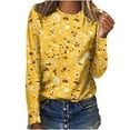 thumbnail image 1 of HKEJIAOI T-Shirts à Manches Longues en Polyester pour Femmes Imprimé Graphique Col Rond Blouses Habillées Décontractées Manches Longues, 1 of 5