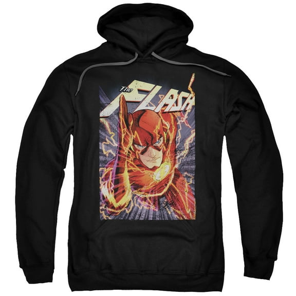 JLA Justice League Flash One Adult Pullover Hoodie Sweatshirt Black