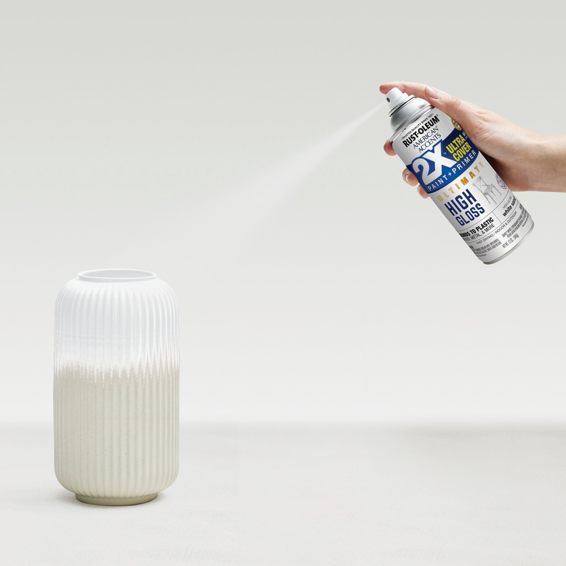 White Sand, Rust-Oleum American Accents 2X Ultra Cover High Gloss Spray Paint-344688, 12 oz