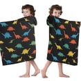 thumbnail image 4 of Colorful Dinosaurs Pattern Hooded Bath Towel，50"x30" for Ages 3 To 12 Kids, Quick Dry Lightweight Soft Microfiber Hood Beach Towel Cover Up for Kids, 4 of 7