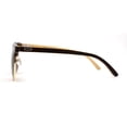 thumbnail image 3 of Eco-friendly Real Bamboo Arm Iconic Half Rim Hipster Sunglasses Tortoise Gold Brown, 3 of 4