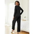 thumbnail image 2 of Avidlove Womens Pajama Sets Button Up Long Sleeve Pjs Ribbed Knit Soft Lounge Set 2 Piece Sleepwear with Pockets, 2 of 5