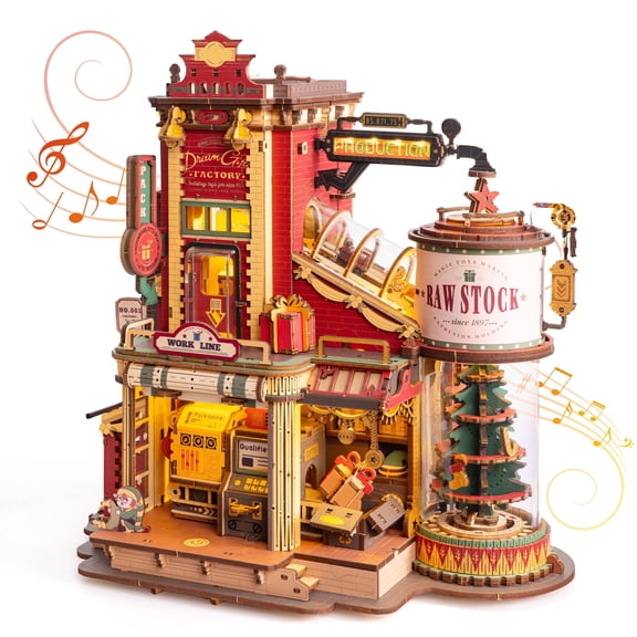 Robotime 3D Wooden Puzzle, Dream Gift Factory Model Craft Kit, DIY Creatvie Toys for Home Decor, Xmas Gifts for Adults Teens