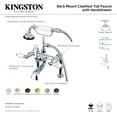 thumbnail image 4 of Kingston Brass AE105T8 Aqua Vintage 7" Center Deck-Mount Clawfoot Tub Faucet with Hand Shower, Brushed Nickel, 4 of 5