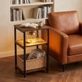 thumbnail image 4 of Nordic Hygge 2-Tier Industrial End Table, Rustic Brown and Ink Black, 4 of 8