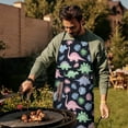 thumbnail image 4 of Black Cartoon Dinosaurs Leaves Pattern Apron-Garden Aprons for Women with Pockets-Cotton Linen Waterproof Kitchen Cooking Gardening Aprons Adjustable for Kitchen,Cooking,BBQ and Salon 33x27 Inch, 4 of 7