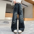thumbnail image 6 of KVPLBQFD Girls Baggy Jeans Kids Y2K Star Print Denim Pants Casual Wide Leg Denim Jean for Teens Loose Distressed Trousers, 6 of 6
