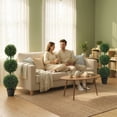 thumbnail image 2 of HOMCOM 3.3FT Artificial Boxwood Topiary Trees Fake Plants Set of 2, Green, 2 of 9
