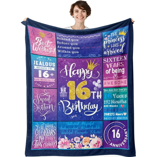 LHSHID 18th Birthday Gifts for Girls Birthday Decor Purple 350gsm Plush Throw Blanket for 18 Year Old 18th Birthday Decorations for Daughter Bestie Sister BFF