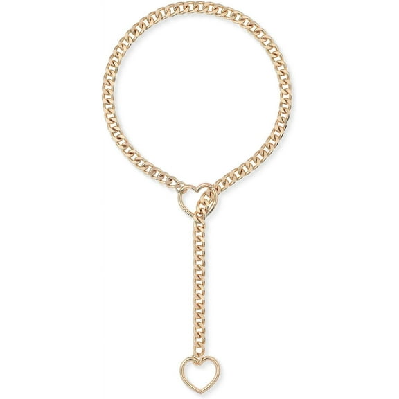 Heart O-ring Slip Chain Necklace For Women, Handmade Punk Gothic Cuban Necklace Jewelry Adjustable Lariat Y-Necklace
