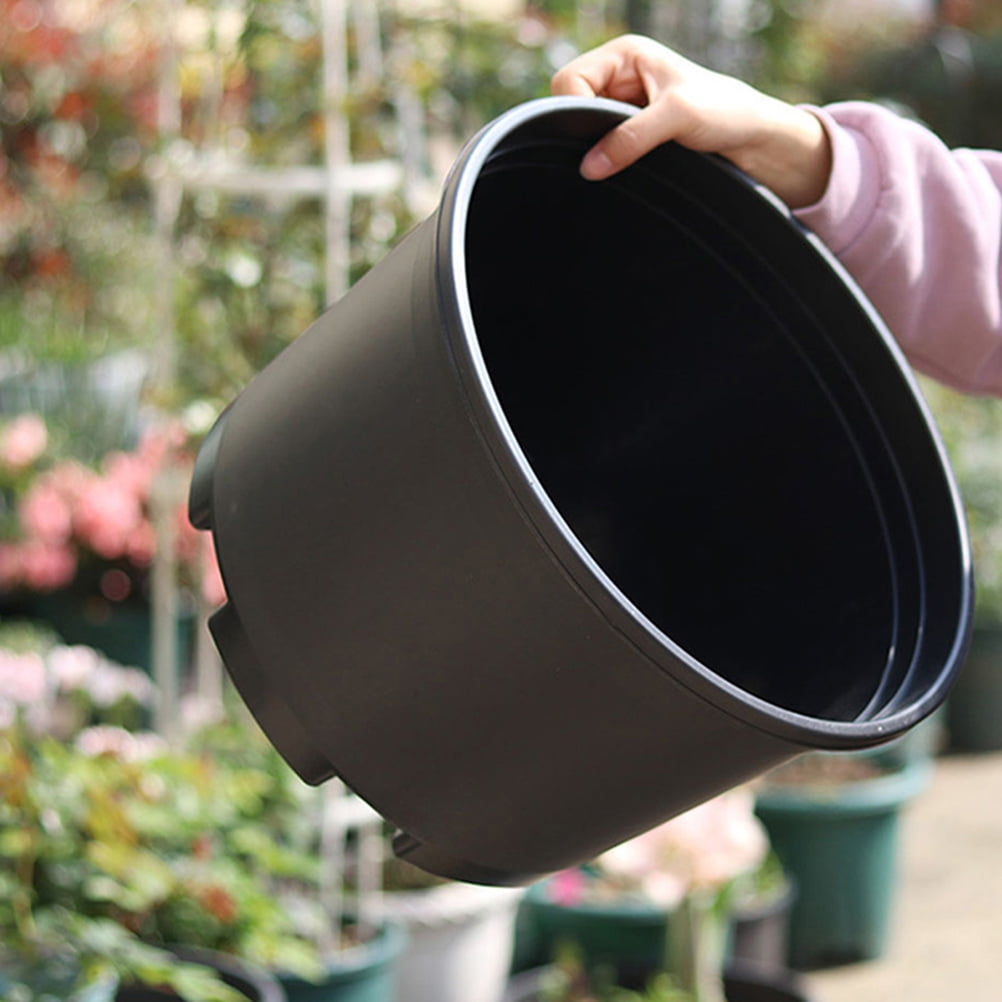 IBASETOY Extra Large Black Plastic Plant Pot with Drainage Holes for Indoor Outdoor Gardening
