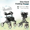 thumbnail image 4 of HEAO Black Rollator Walker 10" Wheels with Seat,Shock Absorber,Lightweight Mobility Aid for Seniors, 4 of 9