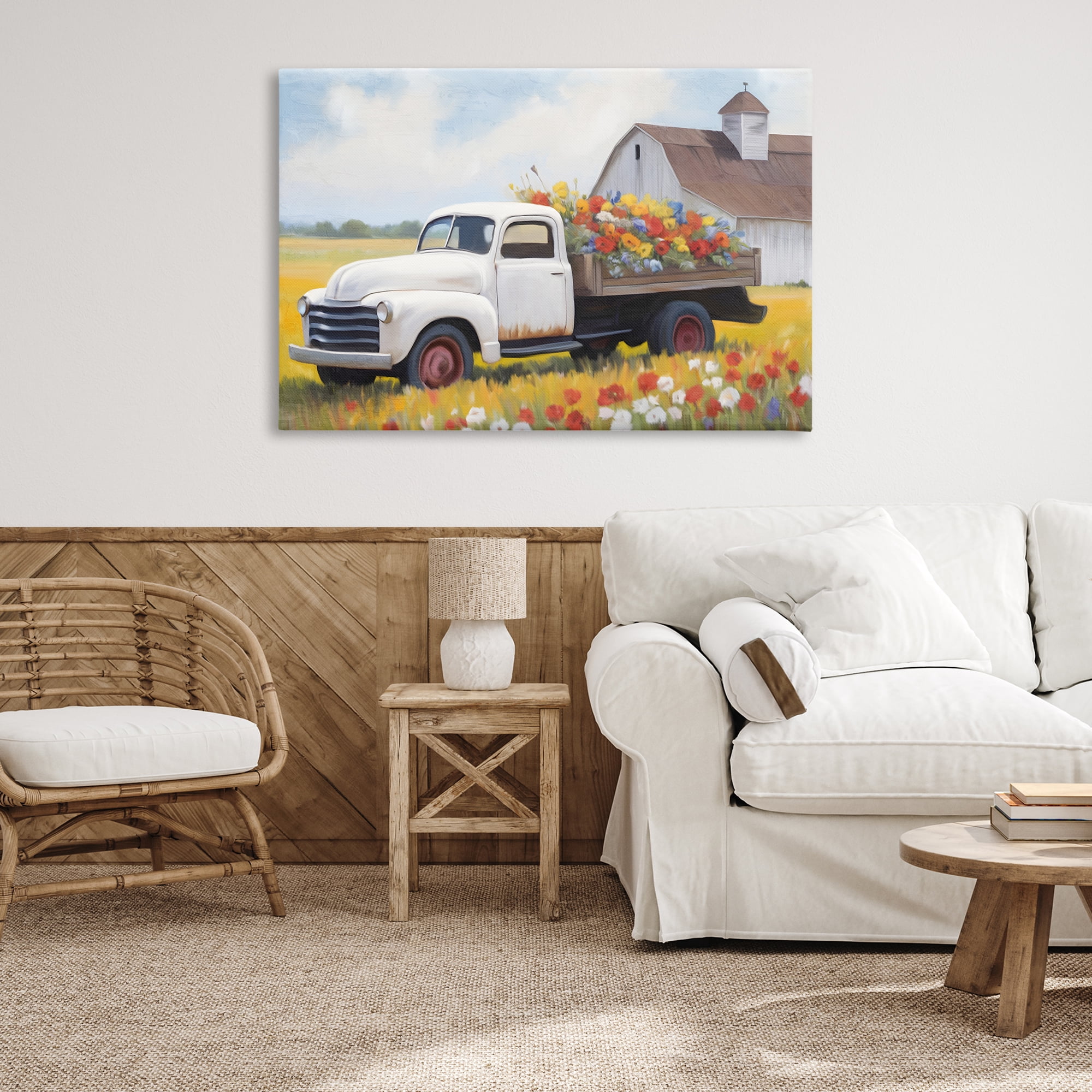 Stupell Industries Floral Truck Delivery Plants & Flowers Painting Wrapped Canvas Art Print Wall Art, 45 x 30