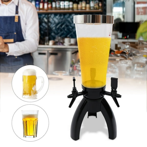 Beer Tower Dispenser 3L w/ 3 nozzles/Taps, 3-Foot Holder 102OZ/0.8GAL for Party Bars Cafes Home