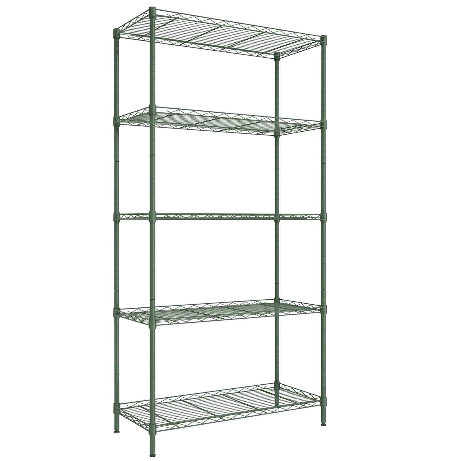5-Layer Adjustable Display Rack Iron Household Shelf with Adjustable Feet 29.13 x 13.39 x 59.06 in Forest Green