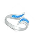 thumbnail image 4 of CHOOSE YOUR COLOR Blue Simulated Opal Swash Wrap Ring .925 Sterling Silver Band CZ Female Size 10, 4 of 4
