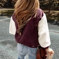 thumbnail image 5 of UQJfacai Corduroy Jacket Women Fuzzy Sherpa Long Sleeve Button Down Winter Coats Color Block Patchwork Warm Casual Outerwear with Pockets, 5 of 9