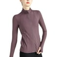 thumbnail image 2 of Women's Sports Jacket Full Zip Workout Running Jacket Slim Fit Long Sleeve Yoga Track Jacket with Thumb Holes, 2 of 6