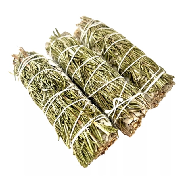 Sahumerio de Salvia Blanca con Romero 10 cm – Pack de 3 Piezas Combina Aroma Herbal y Fresco para Espacios y Rituales Tradicionales