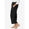 thumbnail image 3 of Jessica London Women's Plus Size Wide Leg Linen Crop Pants Elastic Waist, 3 of 5