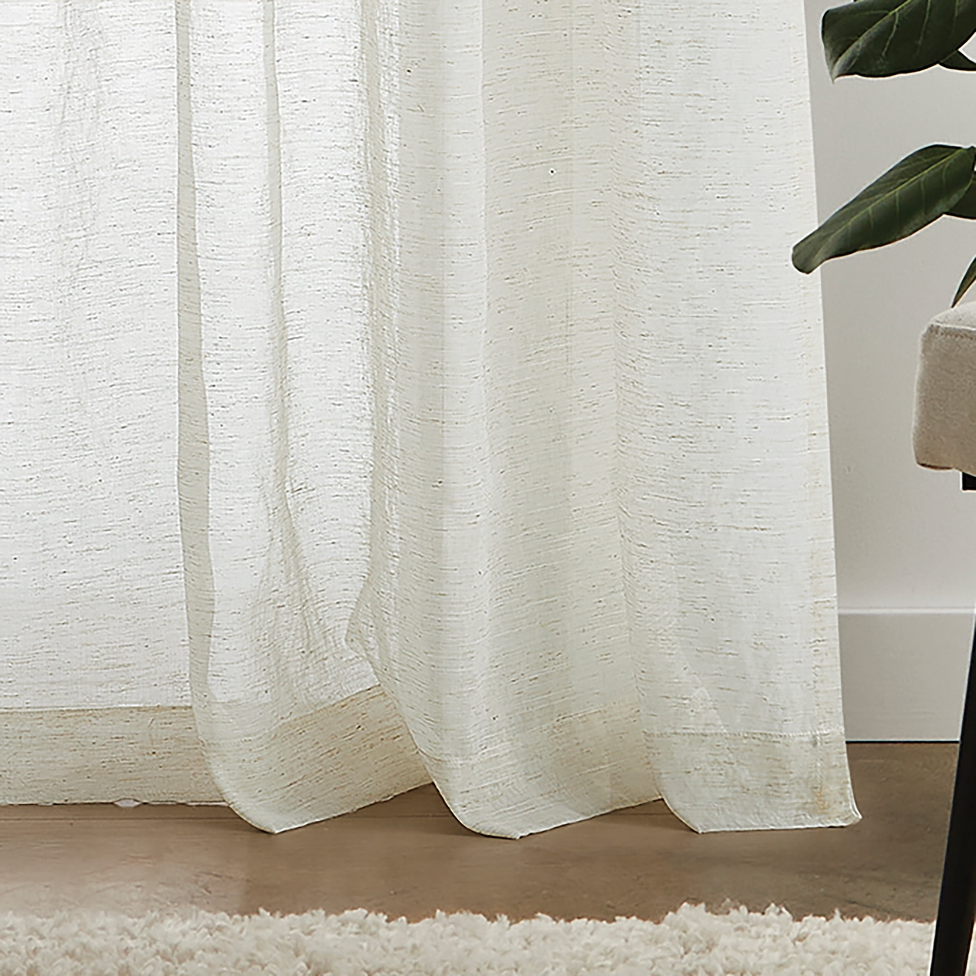Martha Stewart Piece Macrame Curtain Panel Pair, Linen, Pole Top, Light Filtering, Indoor, Adult, 2 Piece Set, 50" x 84"