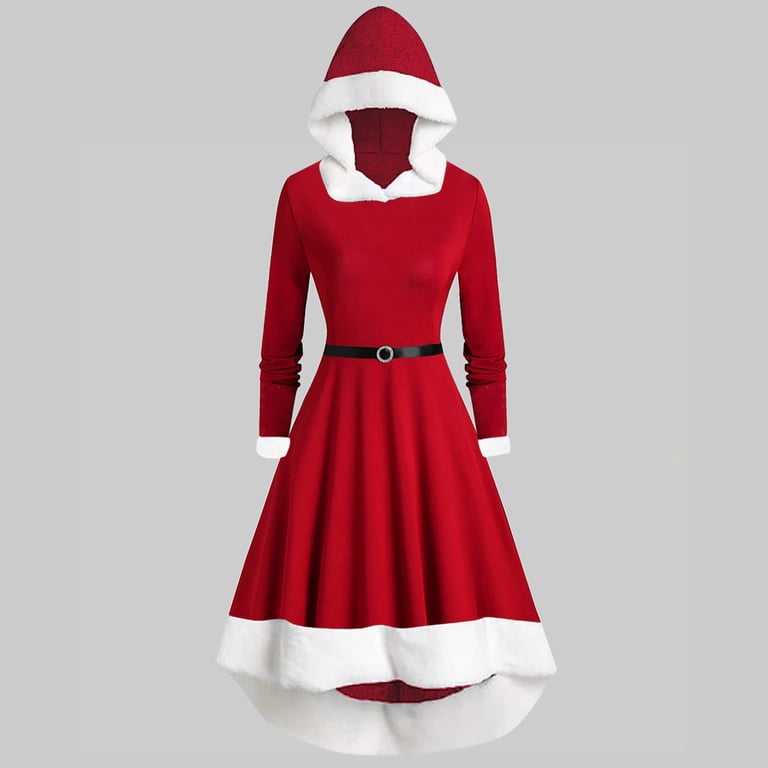 formal christmas dress with cloak casual Christmas Costume Dress Suit with Cloak Red main image 0