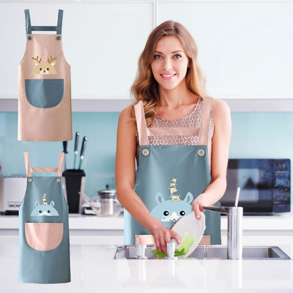 Fwttom Kitchen Apron - Waterproof Adjustable Bib with Pockets for Men Women, Chef Aprons for Cooking Gardening Painting Baking Restaurant