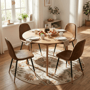 FurnitureR Dining Chairs Set of 4, Mid-Century Modern Accent Chairs for Kitchen & Living Room, Rustic Brown