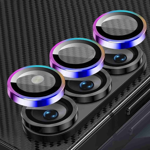 Poweltek for Samsung Galaxy S26 Individual Ring Lens Protectors, Shockproof 9H Shatterproof Tempered Glass with Anti Scratch Metal Circle Cover, Multicolour