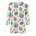 thumbnail image 4 of Womens Easter Shirts Holiday 3/4 Sleeve Tunic Tops Funny Rabbit and Egg Printed T-Shirts Loose Round Neck Pullover Casual Three Quarter Length Blouses Sky Blue 3XL, 4 of 6