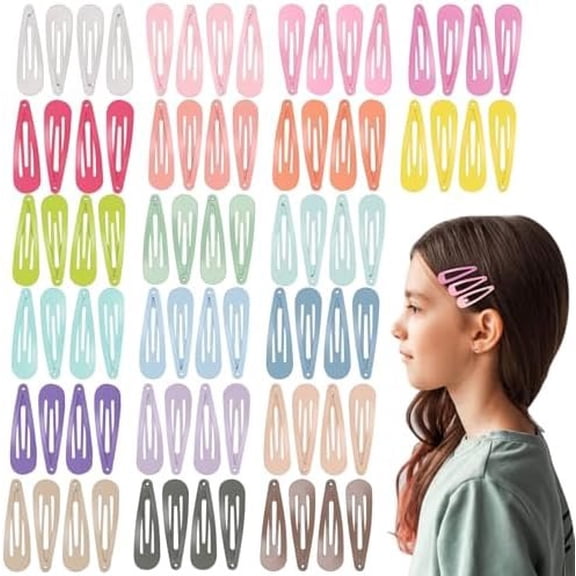 80-Pack Colorful Metal Snap Hair Clips for Little Girls , 2 Inch Barrettes in 20 ssorted Candy Colors, Non-slip Hair Accessories - Cute