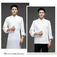 thumbnail image 4 of Naiovety Delantal de cocina de poliéster uniforme de Chef con doble botonadura y bolsillos delanteros absorbentes de humedad de estilo Simple Blanco 3XL, 4 of 6