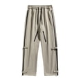 thumbnail image 3 of Salopette d'Extérieur pour Homme, Pantalon et Pantalon Long, Taille Élastique avec Cordon de Serrage Jambe Droite, Tenue Décontractée Quotidienne, Randonnée, Mode Urbaine, Essentiels de Printemps Hiver, Beige G, 3 of 8