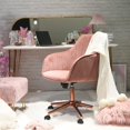 thumbnail image 2 of Duhome Chaise de Bureau à Domicile Chaise de Bureau Chaise de Travail Fauteuil en Velours Chaise Rembourrée Hauteur Réglable Tabouret Confortable Pivotant Chaise Roulante avec Base en Métal Rose Doré pour Bureau Étude Rose, 2 of 2