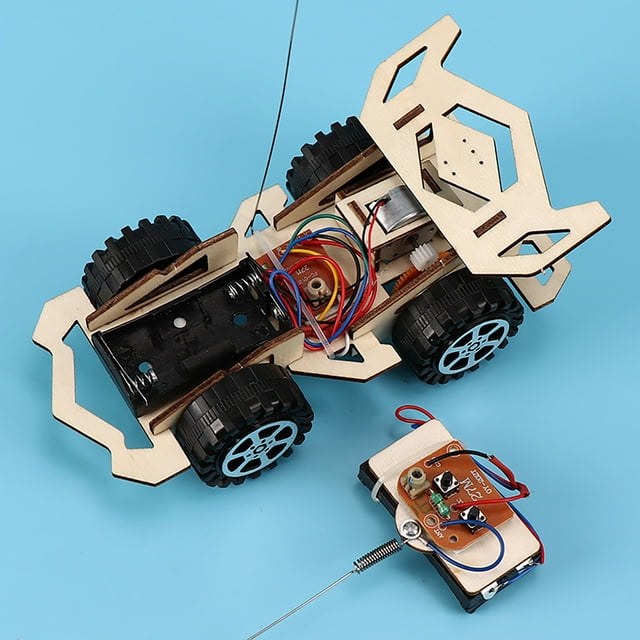 RYRDWP Clearance DIY Wooden Assembly Racing Car Science Experiment Toy – Remote Control 4WD Model Kit for STEM Learning