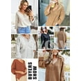 thumbnail image 2 of Asyoly Womens Button V Neck Henley Sweaters Long Sleeve Side Split Cable Knit Oversized Pullover Casual Loose Jumper Tops, 2 of 7