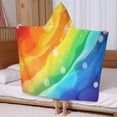 thumbnail image 5 of Rainbow Tie Dye Wave Pattern Hooded Bath Towel，60"x35" for Ages 3 To 12 Kids, Quick Dry Lightweight Soft Microfiber Hood Beach Towel Cover Up for Kids, 5 of 7