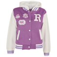 thumbnail image 1 of Vestes Unisexes de Baseball Lilas à Couleurs Contrastées, 1 of 3