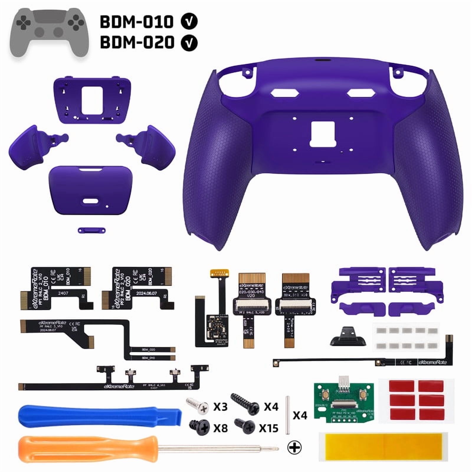 eXtremeRate RISE Plus MAX Back Paddles Kit with Clicky Trigger Stops & Rubberized Grip for PS5 Controller BDM-010 020, Remappable Back Buttons Kit for PS5 Controller - Galactic Purple - NO Controller