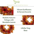 thumbnail image 2 of Nearly Natural Fall Acorn Plastic Thanksgiving Autumn Foliage Artificial Wreath, with Sunflower Berries 30" (Orange), 2 of 5