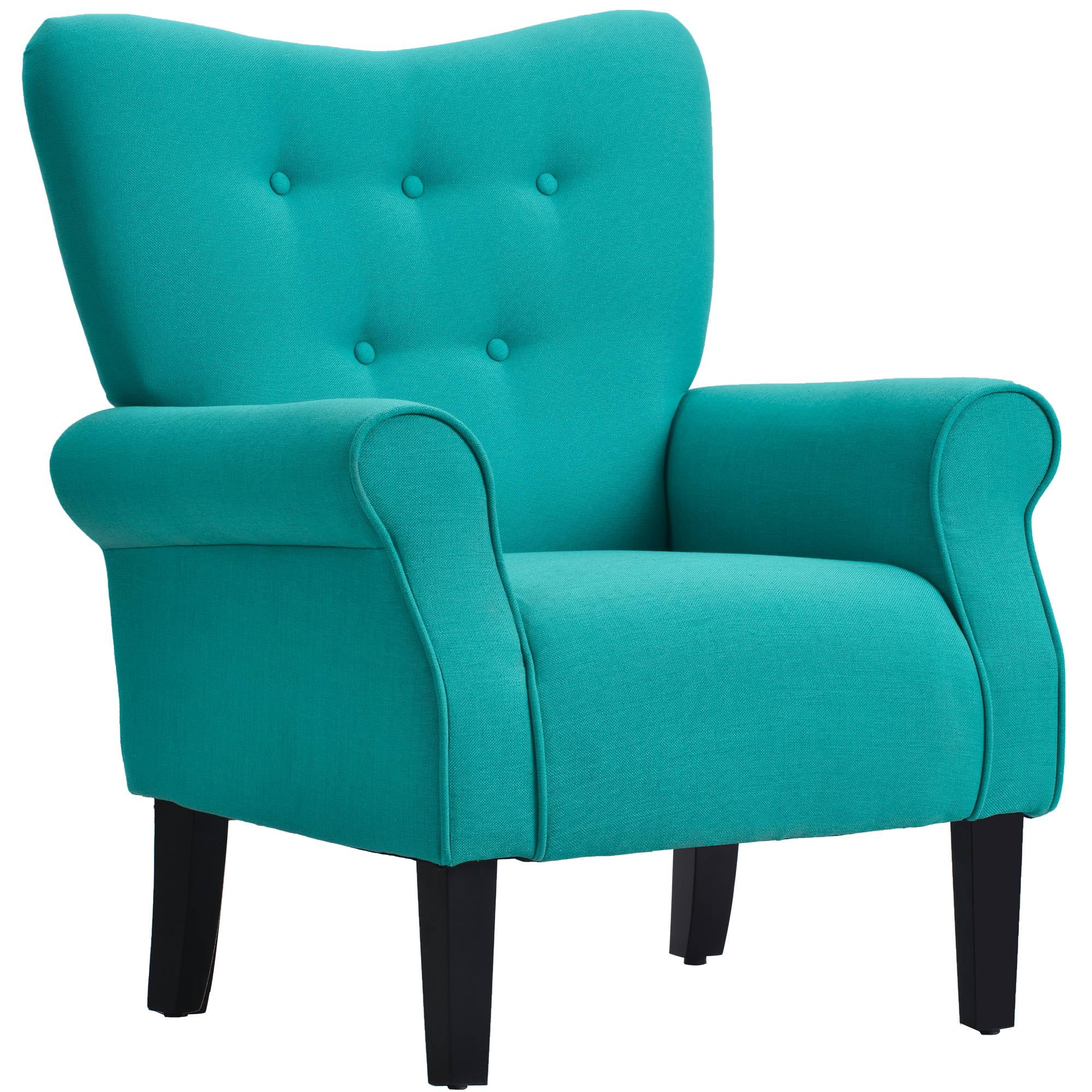 Fabric Tub Accent Chair Lounge Large Single Sofa Aquamarine Blue Cushion Padded 