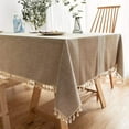 thumbnail image 2 of Linen Tablecloth Rectangular Beige Table Clothe Cov Heavy Duty Kitchen Table Cloth with Ta el 55×86 inch for Dining Party Decor, 2 of 7